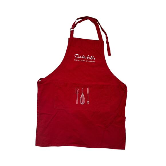 SUR LA TABLE Red Cooking Utensil Embroidered Kitchen Apron One Size Adult Cotton - Picture 3 of 7